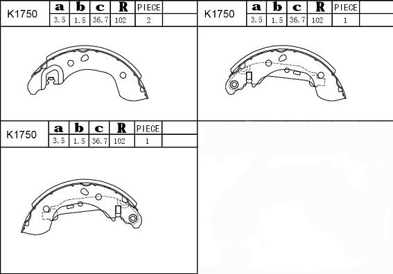 Asimco K1750 - Комплект спирачна челюст vvparts.bg