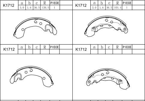 Asimco K1712 - Комплект спирачна челюст vvparts.bg