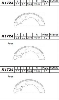 Asimco K1724 - Комплект спирачна челюст vvparts.bg