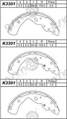 Asimco K3301 - Комплект спирачна челюст vvparts.bg