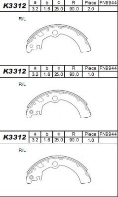 Asimco K3312 - Комплект спирачна челюст vvparts.bg