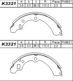 Asimco K3321 - Комплект спирачна челюст vvparts.bg