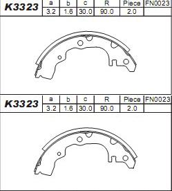 Asimco K3323 - Комплект спирачна челюст vvparts.bg