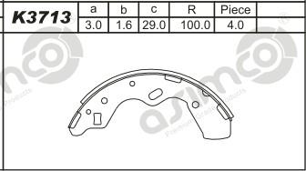 Asimco K3713 - Комплект спирачна челюст vvparts.bg