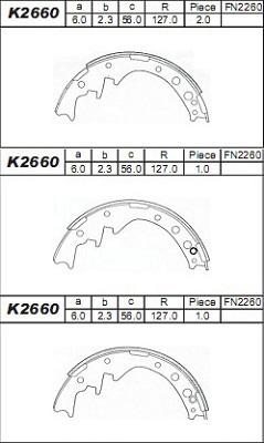 Asimco K2660 - Комплект спирачна челюст vvparts.bg