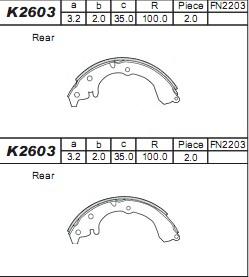 Asimco K2603 - Комплект спирачна челюст vvparts.bg