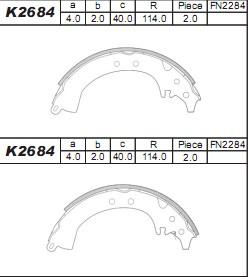 Asimco K2684 - Комплект спирачна челюст vvparts.bg