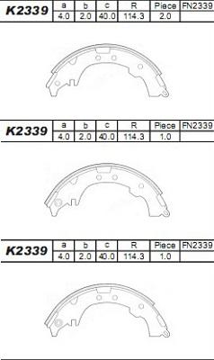 Asimco K2339 - Комплект спирачна челюст vvparts.bg