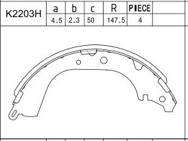 Asimco K2203H - Комплект спирачна челюст vvparts.bg