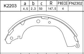 Asimco K2203 - Комплект спирачна челюст vvparts.bg