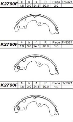 Asimco K2790F - Комплект спирачна челюст vvparts.bg