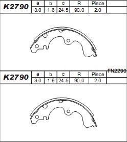 Asimco K2790 - Комплект спирачна челюст vvparts.bg