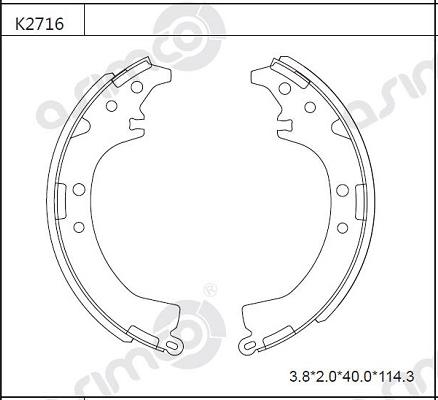 Asimco K2716 - Комплект спирачна челюст vvparts.bg