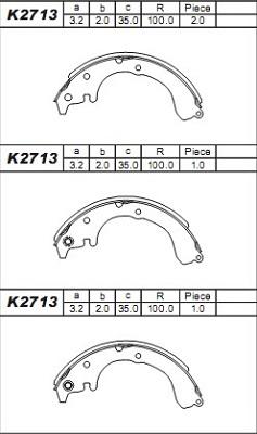 Asimco K2713 - Комплект спирачна челюст vvparts.bg