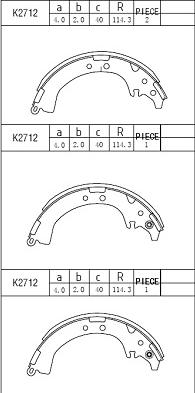 Asimco K2712 - Комплект спирачна челюст vvparts.bg