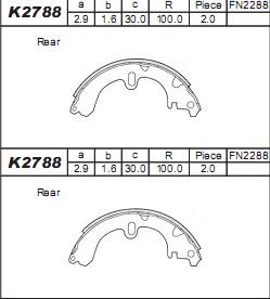 Asimco K2788 - Комплект спирачна челюст vvparts.bg