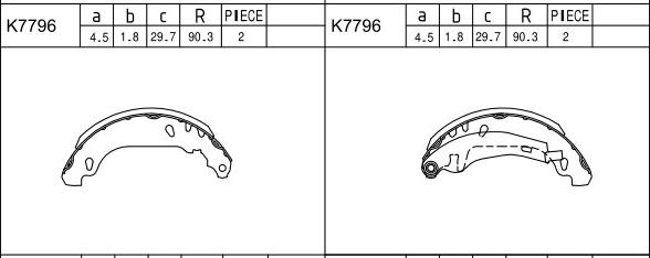 Asimco K7796 - Комплект спирачна челюст vvparts.bg