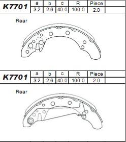 Asimco K7701 - Комплект спирачна челюст vvparts.bg