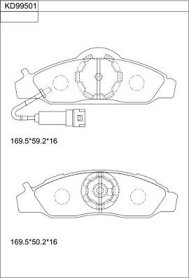 Asimco KD99501 - Комплект спирачно феродо, дискови спирачки vvparts.bg