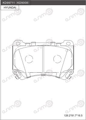 Asimco KD9008 - Комплект спирачно феродо, дискови спирачки vvparts.bg