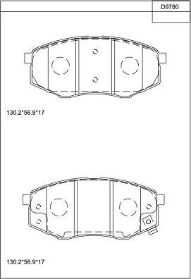 Asimco KD9780 - Комплект спирачно феродо, дискови спирачки vvparts.bg