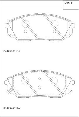 Asimco KD9774 - Комплект спирачно феродо, дискови спирачки vvparts.bg