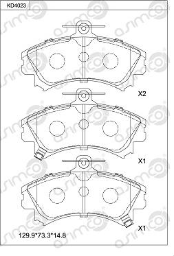 Asimco KD4023 - Комплект спирачно феродо, дискови спирачки vvparts.bg