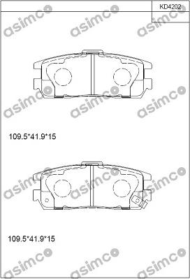 Asimco KD4202 - Комплект спирачно феродо, дискови спирачки vvparts.bg