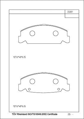 Asimco KD55107 - Комплект спирачно феродо, дискови спирачки vvparts.bg