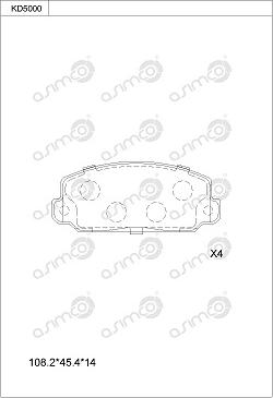 Asimco KD5000 - Комплект спирачно феродо, дискови спирачки vvparts.bg