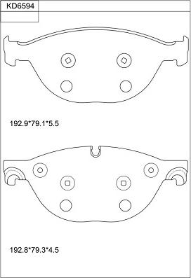 Asimco KD6594 - Комплект спирачно феродо, дискови спирачки vvparts.bg