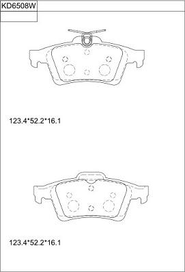 Asimco KD6508W - Комплект спирачно феродо, дискови спирачки vvparts.bg