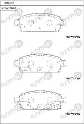 Asimco KD6518 - Комплект спирачно феродо, дискови спирачки vvparts.bg