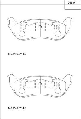 Asimco KD6587 - Комплект спирачно феродо, дискови спирачки vvparts.bg