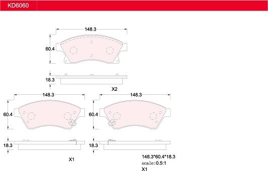 Asimco KD6060 - Комплект спирачно феродо, дискови спирачки vvparts.bg