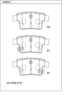 Asimco KD6068 - Комплект спирачно феродо, дискови спирачки vvparts.bg