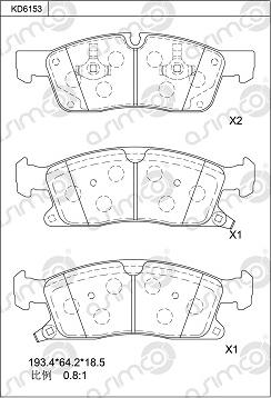 Asimco KD6153 - Комплект спирачно феродо, дискови спирачки vvparts.bg