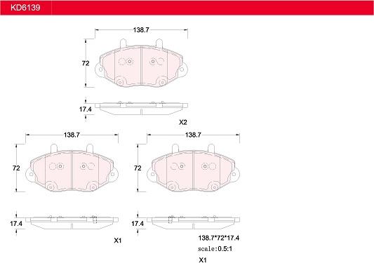 Asimco KD6139 - Комплект спирачно феродо, дискови спирачки vvparts.bg