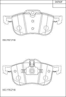 Asimco KD6792F - Комплект спирачно феродо, дискови спирачки vvparts.bg