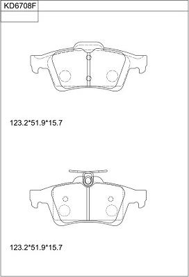 Asimco KD6708F - Комплект спирачно феродо, дискови спирачки vvparts.bg