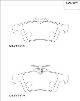 Asimco KD6708W - Комплект спирачно феродо, дискови спирачки vvparts.bg