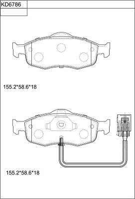 Asimco KD6786 - Комплект спирачно феродо, дискови спирачки vvparts.bg