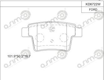 Asimco KD6722W - Комплект спирачно феродо, дискови спирачки vvparts.bg