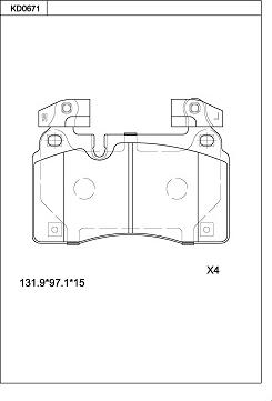 Asimco KD0671 - Комплект спирачно феродо, дискови спирачки vvparts.bg