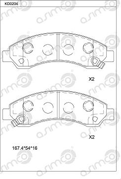 Asimco KD0204 - Комплект спирачно феродо, дискови спирачки vvparts.bg