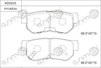 Asimco KD0203 - Комплект спирачно феродо, дискови спирачки vvparts.bg