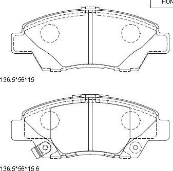 Asimco KD1506 - Комплект спирачно феродо, дискови спирачки vvparts.bg