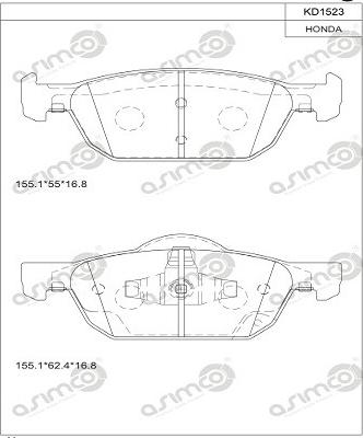 Asimco KD1523 - Комплект спирачно феродо, дискови спирачки vvparts.bg