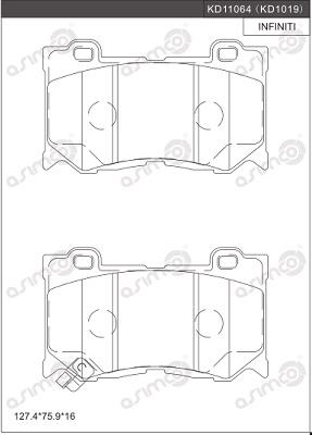 Asimco KD1019 - Комплект спирачно феродо, дискови спирачки vvparts.bg