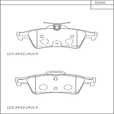 Asimco KD1016 - Комплект спирачно феродо, дискови спирачки vvparts.bg